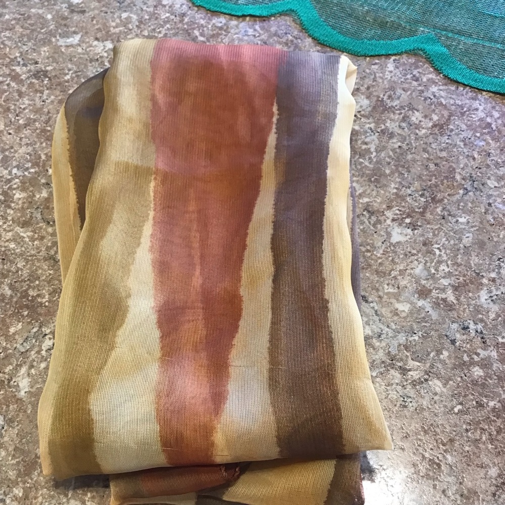 63” MULTI CLORED SCARF IN LINES OF BROWNS - Picture 6 of 6